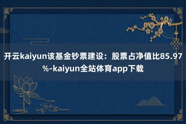 开云kaiyun该基金钞票建设：股票占净值比85.97%-kaiyun全站体育app下载