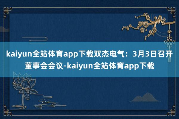 kaiyun全站体育app下载双杰电气：3月3日召开董事会会议-kaiyun全站体育app下载