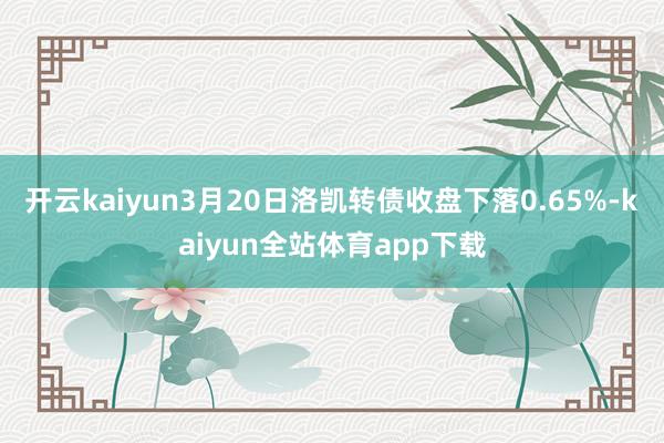 开云kaiyun3月20日洛凯转债收盘下落0.65%-kaiyun全站体育app下载